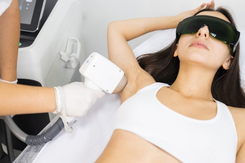 armpit laser hair removal. smooth and silky skin. female body beauty concept